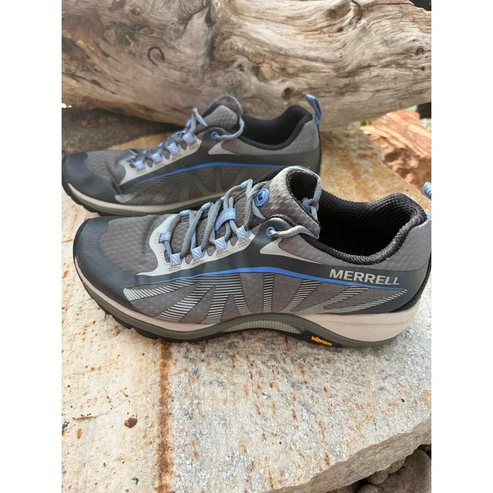 Merrell Siren‎ Edge Q2 Womens Hiking Shoes Grey Blue Vibram J35516 Size 9